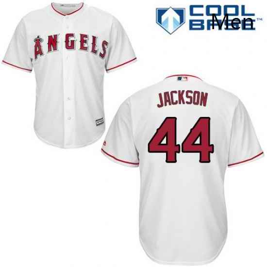 Mens Majestic Los Angeles Angels of Anaheim 44 Reggie Jackson Replica White Home Cool Base MLB Jersey